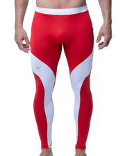 Meggings for gym offer muscle support and bold red-white contrast, keeping your style sharp and performance-focused during high-intensity workouts.