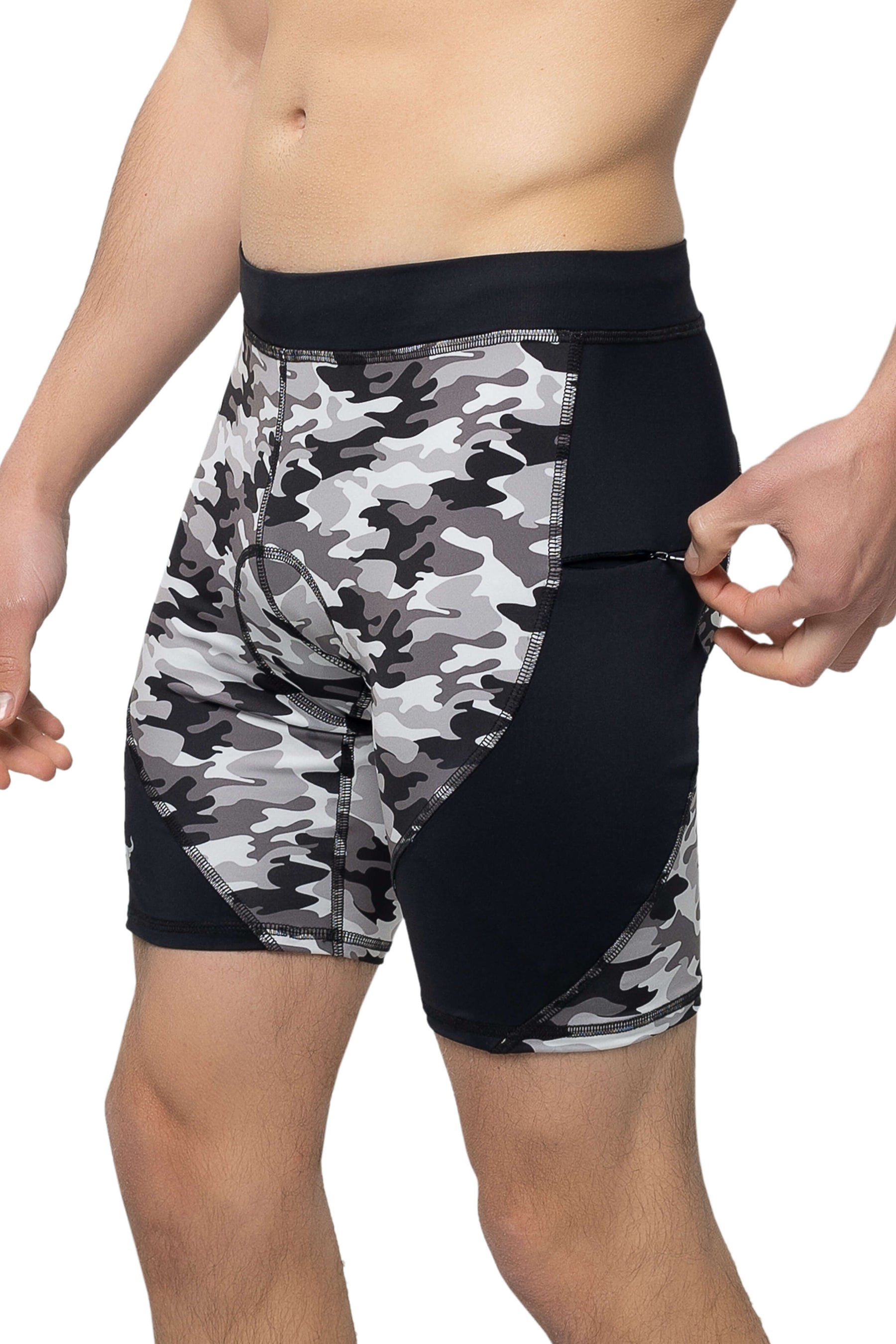 Gray Camo Biker Shorts