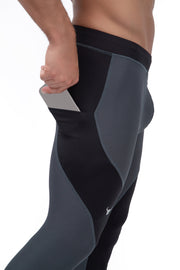 gray and black dual color meggings with side pockets