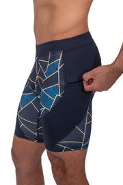 comfortable triangles printed design shorts with secure zip pocket