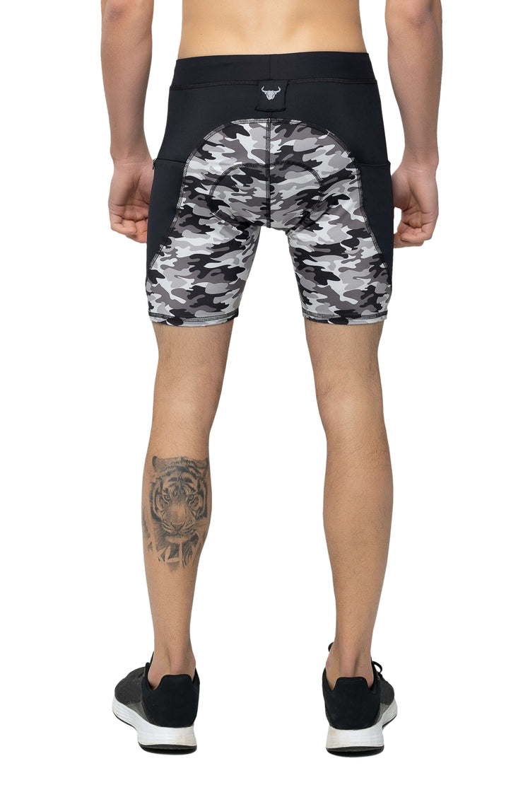 Gray Camo Biker Shorts