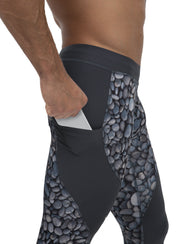 men's gray pebble performance workout leggings with phone pocket