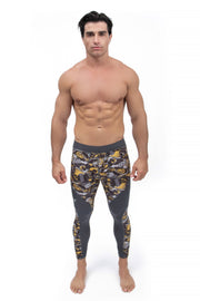 male model wearing gray graffiti meggings