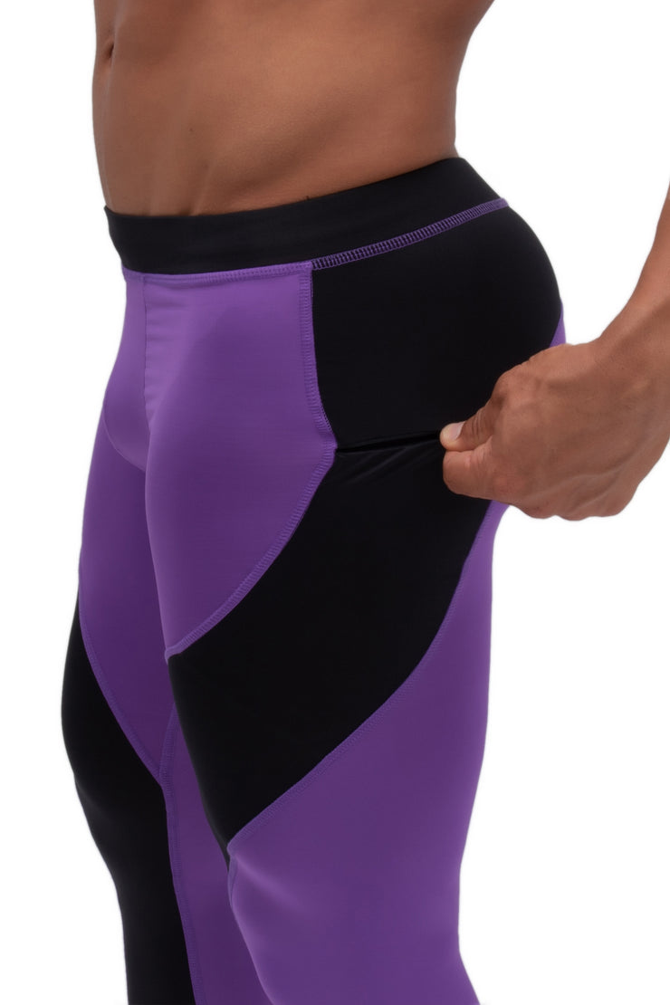 purple leggings for men