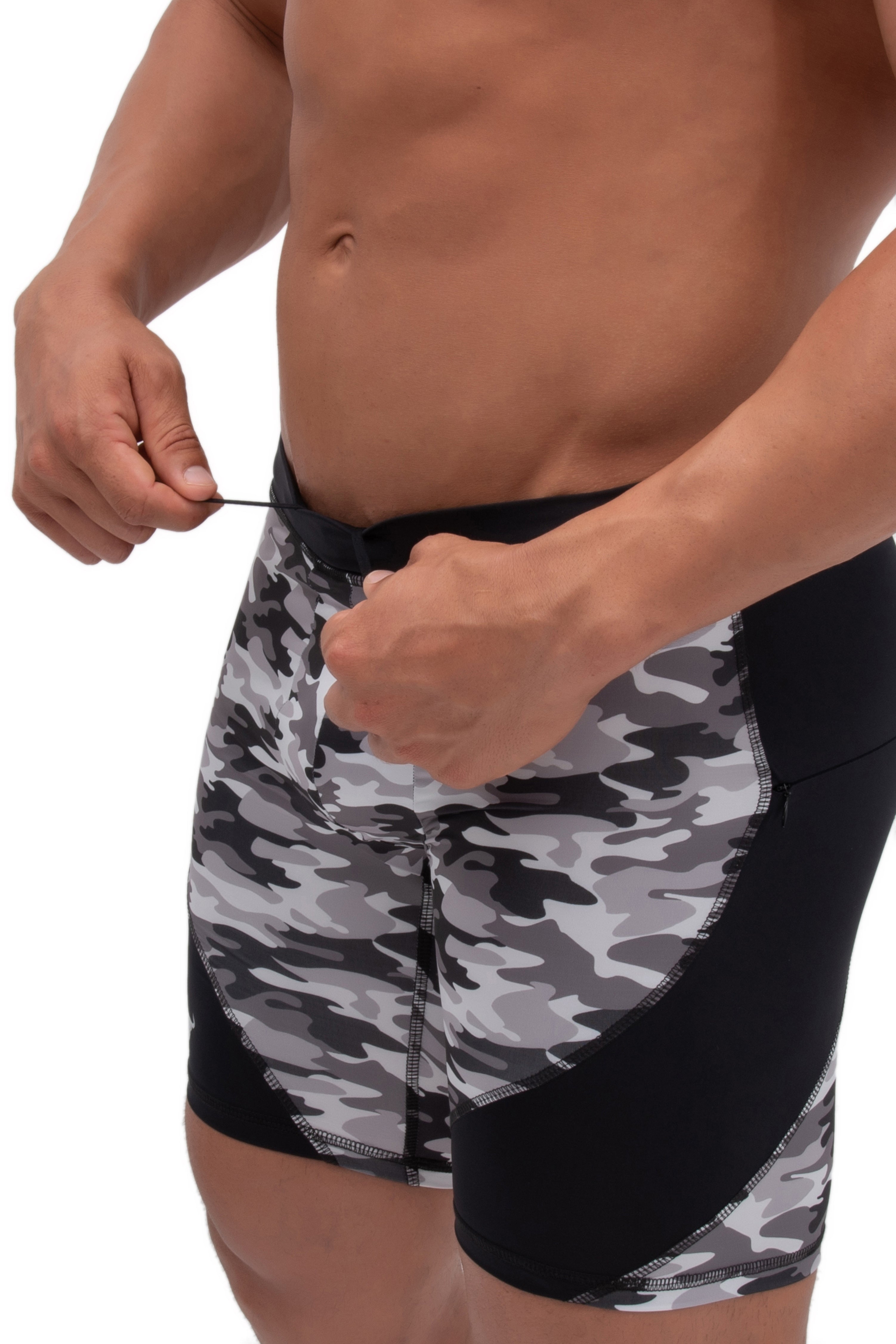 Men's Gray Camo Compression Shorts | Matador Meggings