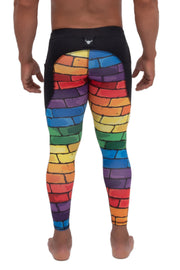 back side of rainbow mens sports leggings