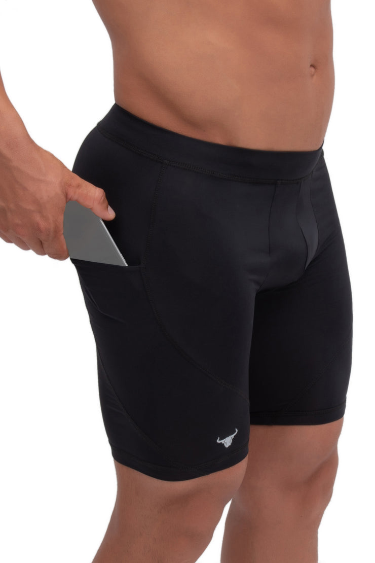 black men's spandex tights with pockets