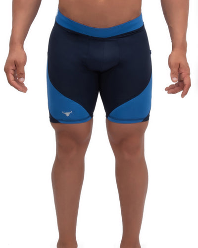 LMCOB Sauna Sweat Short Pants for Men Sauna Leggings Compression Hight  Waist Sauna Pants Sauna suits for men Workout Short Pants Blue Lining Large