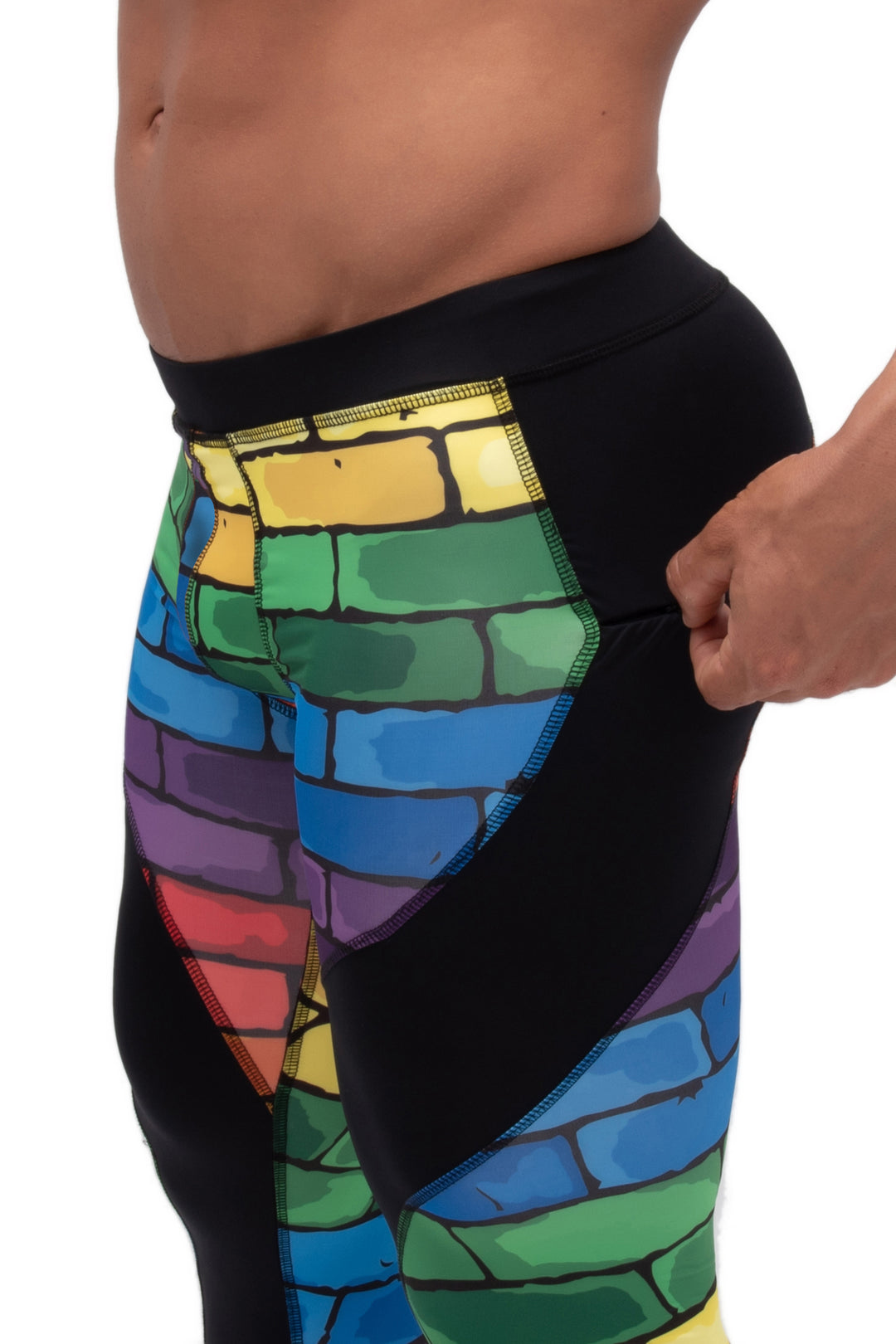 Men's Leggings, Off the shops Rainbow Grid