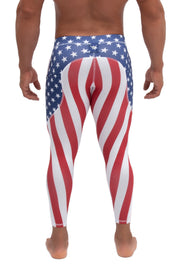 mens leggings | back side of stars and stripes leggings for men