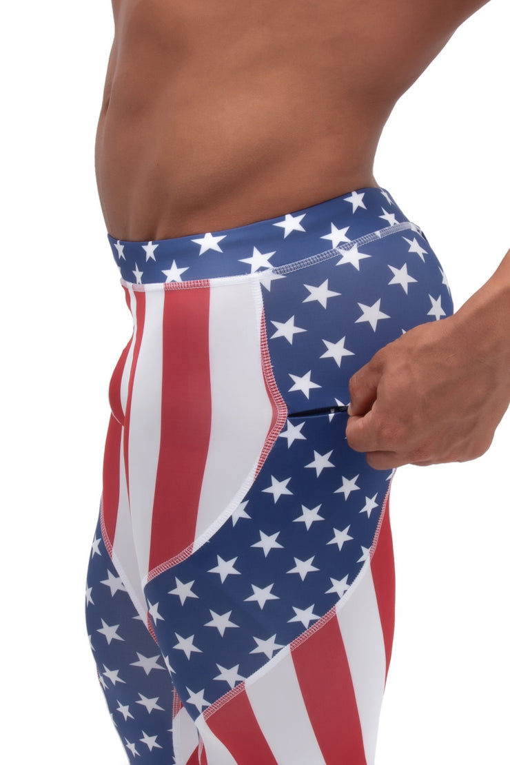 leggings for men | America leggings for men with secure zip pocket